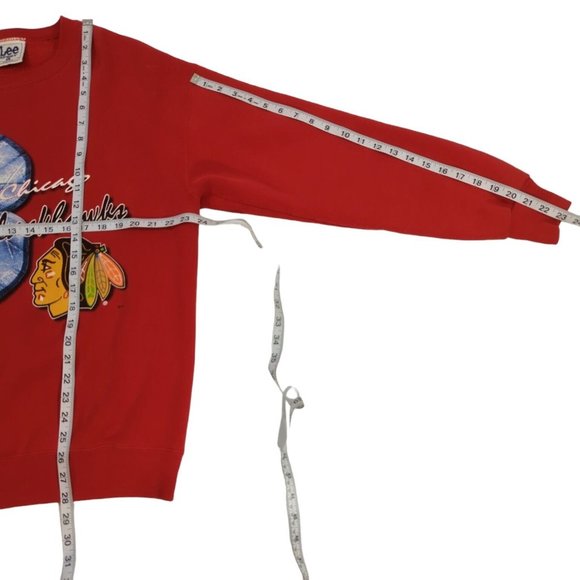 Vtg Lee Sport 90's Chicago Blackhawks Pullover Crewneck Sweater Nutmeg Men's L - Picture 8 of 10